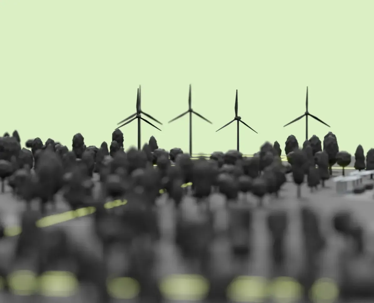 Windkraftanlagen und Waldgebiet – nachhaltige Infrastruktur für Breitband Deutschland