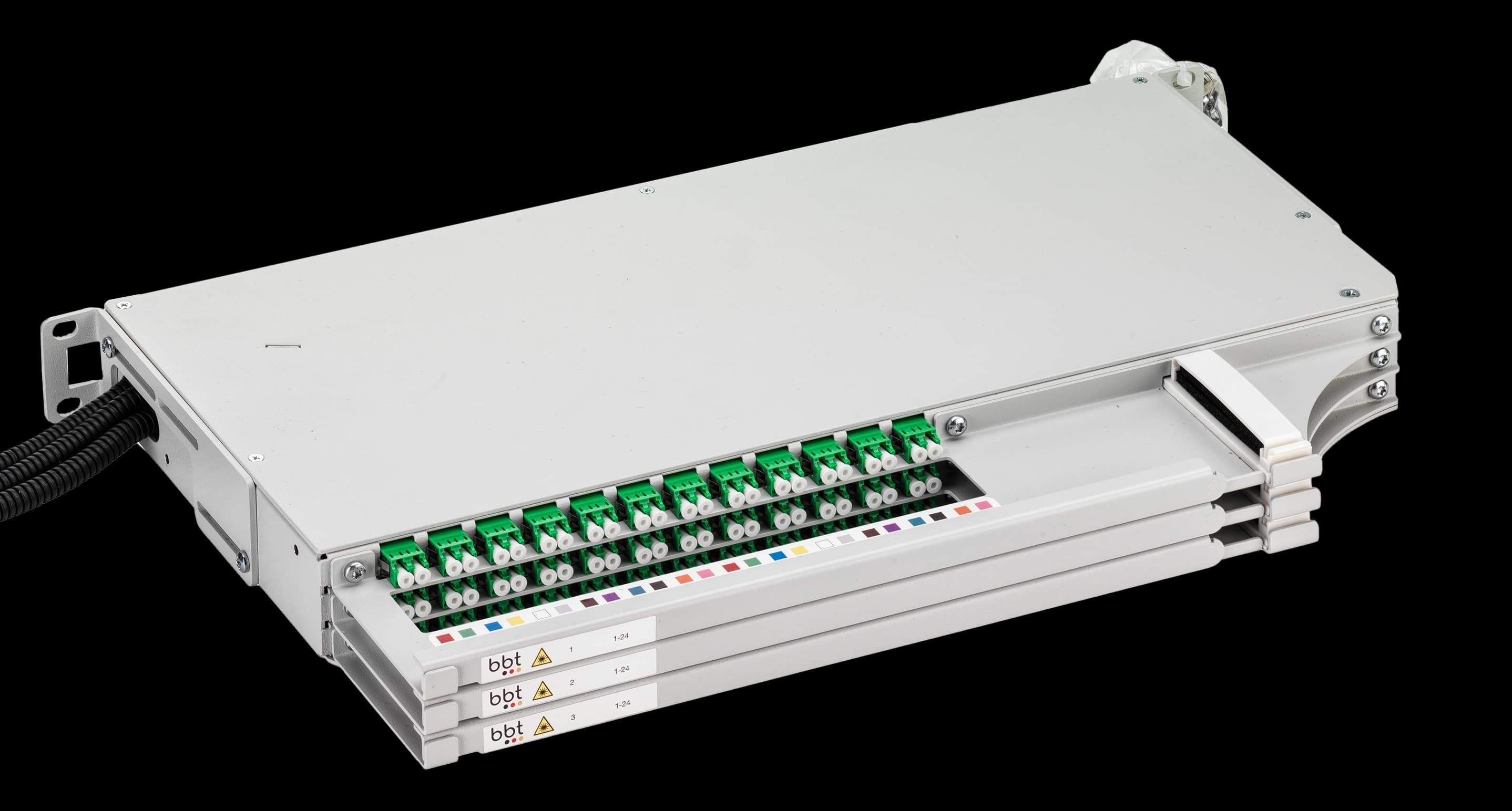 bbt Patchpanel 1HE SUPRA BASIC 4xE2000 rechts / Gen2 / teilbestückt