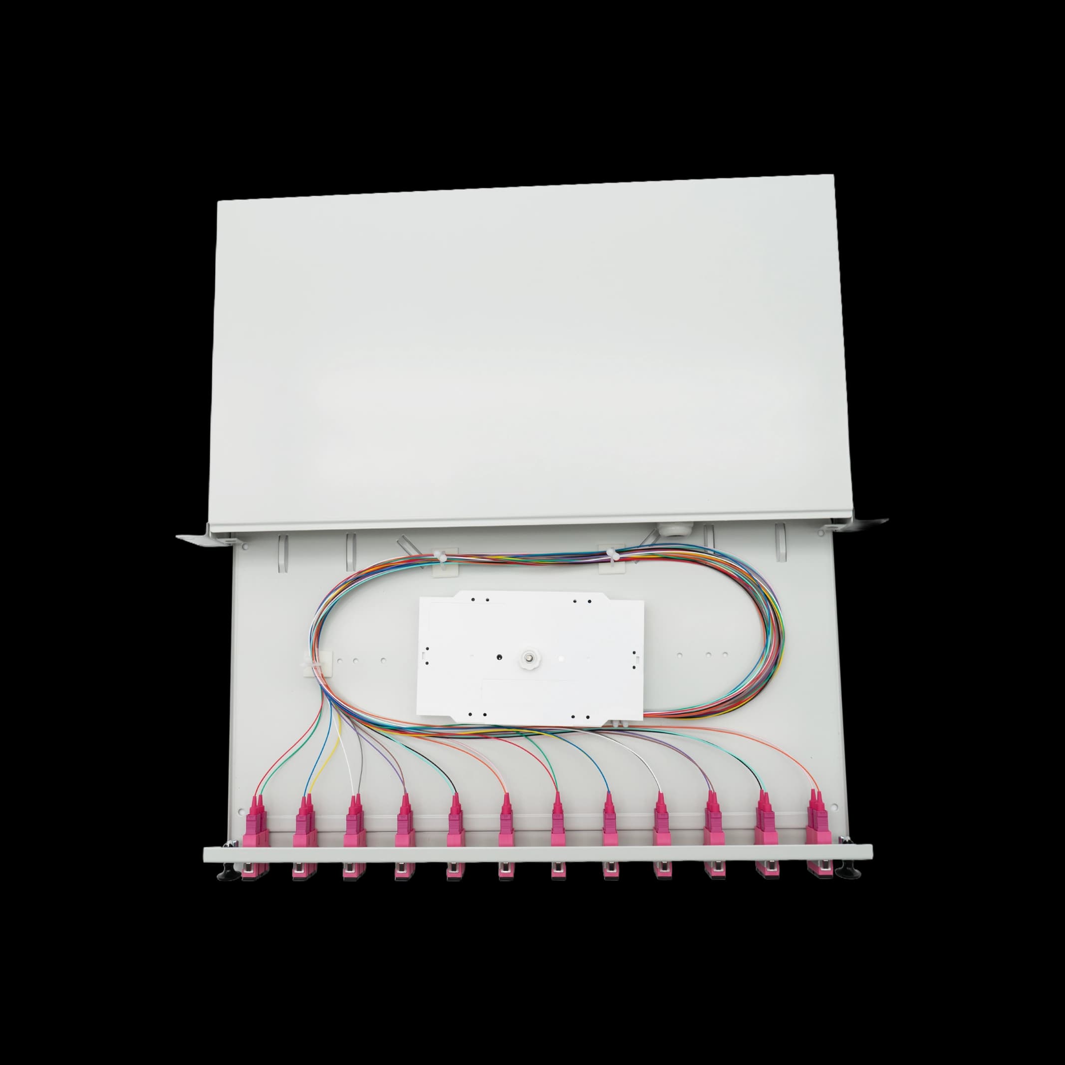 bbt SUPRA Spleißbox Patchpanel 1HE 19", 24x SC/PC OM4 Pigtail