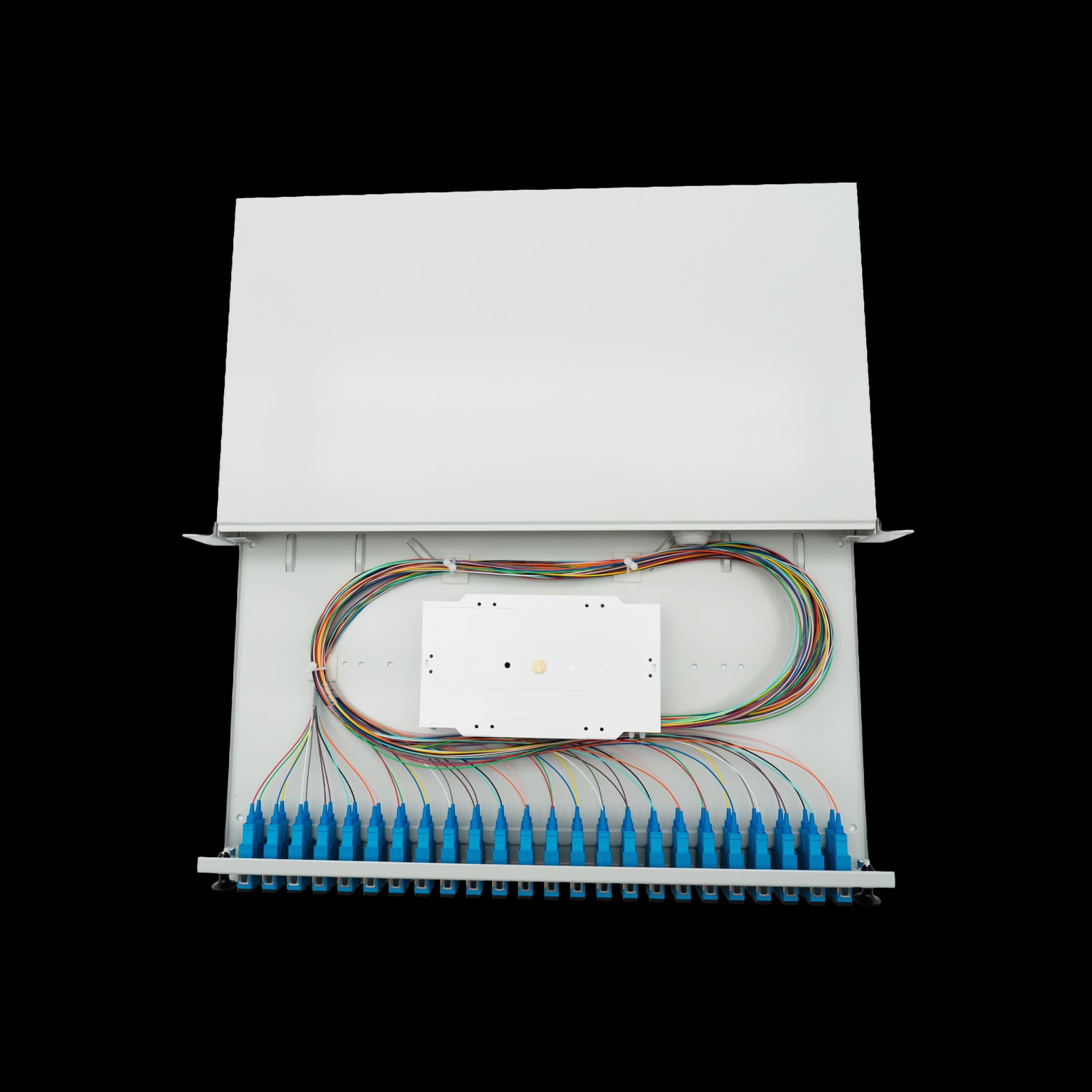 bbt SUPRA Spleißbox Patchpanel 1HE 19", 48x SC/UPC Sym.