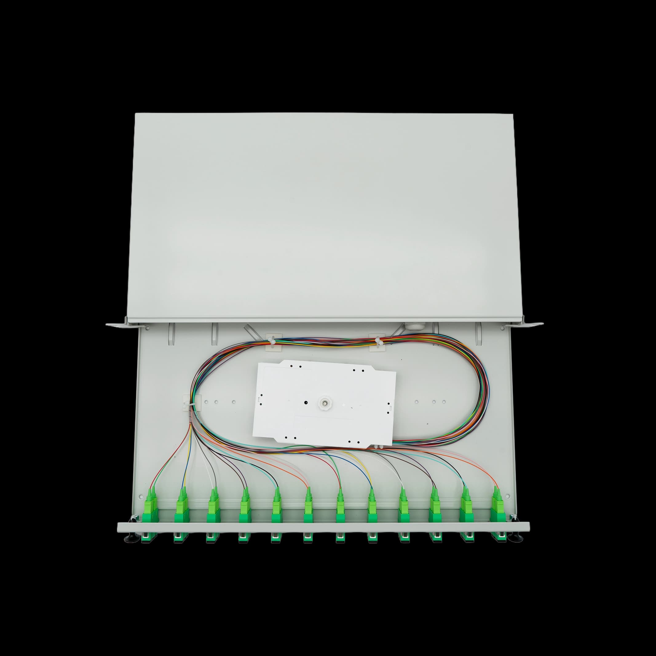 bbt SUPRA Spleißbox Patchpanel 1HE 19", 24x SC/APC Sym.