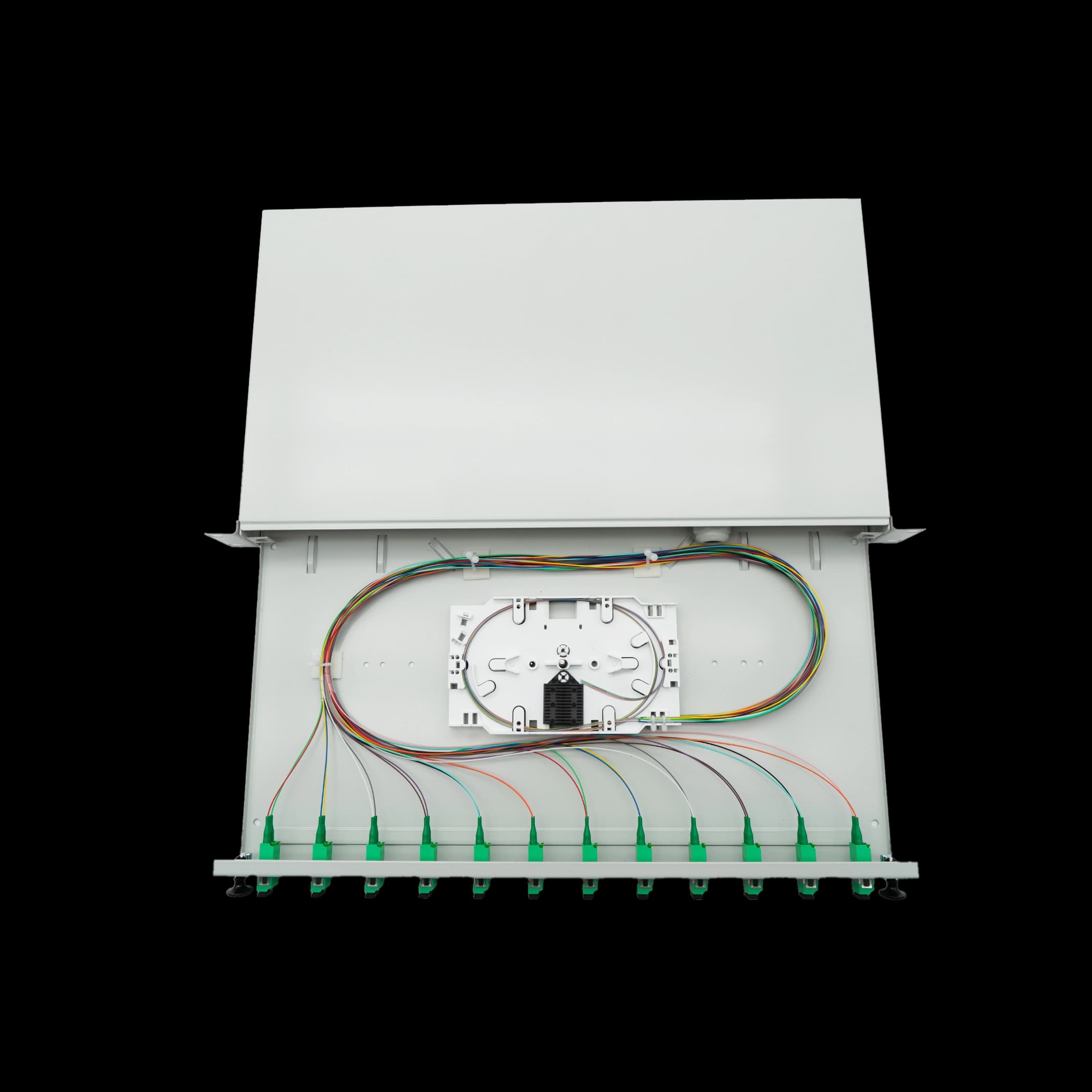 bbt SUPRA Spleißbox Patchpanel 1HE 19", 24x LC/APC Sym.